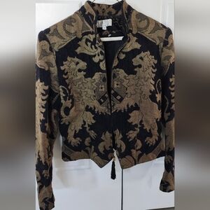 NWOT TAPP New York Vintage Rare Lion King Embroided Jacket Size S, 4 Black Gold